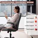 Executive Office Chair PU,Leather Office Chair with Wheels,360 Swivel Rolling Chair with Padded Arms,Ergonomic Computer Chair with Lumbar Support for Short People Use (Grey)