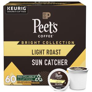 Peet's Coffee, Light Roast Keurig K-Cup Pods, 100% Arabica Coffee - Sun Catcher 60 Count (6 Boxes of 10 Pods)
 BB 5/11/26