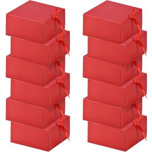 HUAPRINT 12 Sets Red Gift Boxes with Lids,8x8x4 inches Gift Paper Box Wrap for Bridesmaid Proposal, Wedding, Packaging, Present, Birthday, Cupcake Boxes, Crafting, Valentine's Day