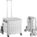 Portable Folding Camping TrolleyClimbing Storage Shopping Cart with Telescopic Handle, Outdoor Picnic Camping Folding Storage Utility-carts (Grey, Large 8-Wheeled Climbing Model) (Gray)