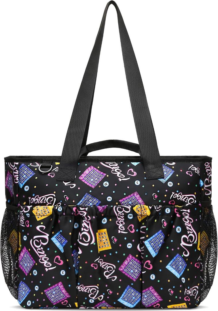Bingo Tote Bag with Pockets for Daubers and Accessories