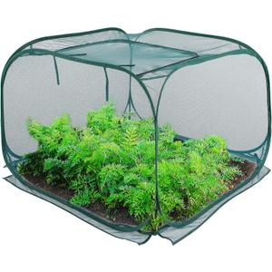 ANC POP Pop Up Mesh Plant Cover,40'' x 40'' x 30'' Plant Protector for Raised Garden & Flower Bed, Net Cage Plant Guard for Fruits, Vegetables, Seedlings and Herbs, 8 Ground Stakes for Fixing