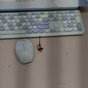 Wireless Keyboard and Mouse Combo, Colorful Ergonomic Full Size Retro Low-Noise Keyboard with Cute keycaps, Compatible with Windows, PC, Perfer for Home and Office Keyboards (Blue)