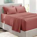 Hearth & Harbor Extra Deep Pocket Queen Sheets Sets - Fits Mattress 18-24 Inches Deep - Extra Deep Pocket Sheets - 6 Piece Queen Size Sheets - Pink Clay