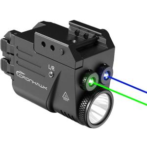 500 Lumen Blue Green Laser Light for Pistol, Rechargeable Rail Mounted Flashlight Laser Combo for Picatinny Rail, Magnetic Charging