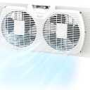Comfort Zone Twin Window Fan with Reversible Airflow Control, 9 inch, Auto-Locking Expanders, 2 Speed Fan, Dual Fan, Exhaust, Airflow 9.84 ft/sec, Ideal for Home, Kitchen, Bedroom & Office, CZ319WT