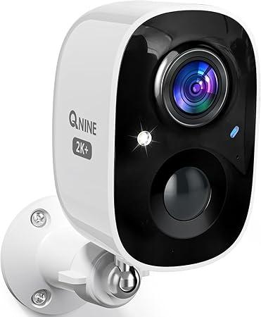 QNINE Security Camera Wireless Outdoor, 2K Battery Powered 5GHz WiFi Camera with 2-Way Audio, PIR Motion Detection, IP66 Waterproof, Color Night Vision, TF/Cloud Storage(up to 256G), Work with Alexa