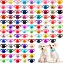 Reginary 100 Pcs Dog Collar Flowers Bulk Pet Collar Bows Dog Accessories Adjustable Nylon Multicolor Cute Puppy Bows Tie Cat Crystal Floral Tie for Puppy Small Pet Cat Grooming