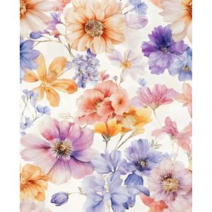 VOLEAAR Watercolor Pastel Floral Peel and Stick Wallpaper 17.5" x 118"