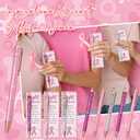 18 Set Breast Cancer Awareness Gifts Glitter Pens Bulk Pink Ribbon Breast Cancer Accessories with No One Fights Alone Cheer Up Cards for Women Survivor Patients Public Charity Events