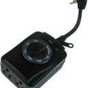 PowerZone TNOCD002 Countdown Timer with Photosensor, 15 A, 125 V, 1875 W, 2 -Outlet, Black