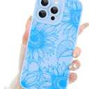 Fiyart Designed for iPhone 16 Pro Max Case Cute Flower Floral Sunflowers Design,Soft Slim TPU Anti-Scratch Phone Cover for Women Girls 6.9"-Blue