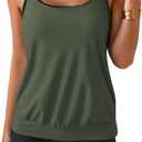 B2prity Tankini Swimsuit Tummy Control Blouson Two Piece Bathing Suit for Women Tank Top with High Waist Boy Shorts Swimwear (L)