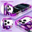 LONTECT for iPhone 17 Pro Case Shockproof 3 in 1 Heavy Duty Rugged Hybrid Sturdy High Impact Drop Protective Cover Flower Case for Apple iPhone 17 Pro 2025, Glow in The Dark Aubergine