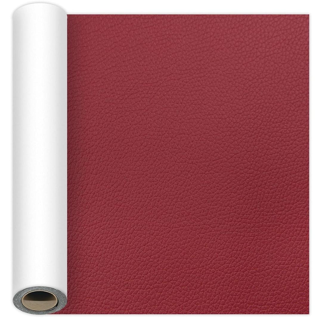 Self-Adhesive Leather Repair Tape Kit, 15.747 Inch Wine Red Large Leather Patches for Furniture, Leather Couch Patch Peel and Stick for Sofas, Office Chairs, Car Seats