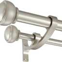 Double Curtain Rods for Window 72 to 144 Inch, Brushed Nickel Double Curtain Rods, 1-Inch Front and 5/8 Inch Back Double Window Drapery Rod, Double Decorative Curtain Rods with End Cap Finials