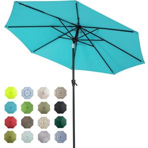 Tempera Patio Market Outdoor Table Umbrella with Auto Tilt and Crank, Large Sun Umbrella with Sturdy Pole & Fade Resistant Canopy, Easy to Set