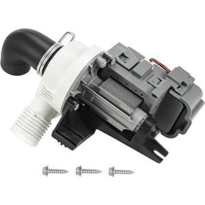 [Upgraded]W10536347 Washer Drain Pump Assembly, Exact for Whirl.pool Cabrio, Ken.more Oasis, May.tag Bravos model washing machines|3 Screws|Replace W10217134 AP5650269 W10281682 by TOMOON