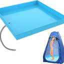 Portable Shower Pan, Foldable Camping Shower Base with Detachable Drain Pipe, 40" x 40" x 4" Outdoor Shower Floor for Beach, RV, Indoor Shower Stall