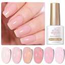 Born Pretty Jelly Pink Gel Nail Polish Nude Pink Sheer Translucent Valentine's Day Gel Polish Milky Natural Gel Polish Set Nail Art Manicure DIY Kit Home Salon 6 PCS