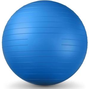 26 Inch Exercise Ball, Yoga Ball for Workout, Balance Stability, Fitness Ball for Office, Home, Gym, Balance Balls with Quick Pump (Blue)