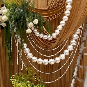 Arrowbash Wedding Pearl Decoration Garland Ornament Large Pearls Ball Faux Pearl Beads Hanging Strings for Wedding Bridal Shower Engagement Party Home Stairway Decoration 14.7ft x 70mm, 9.7ft x 14mm