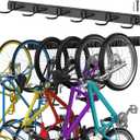 TORACK Bike Storage Rack, 6 Bike Rack Wall Mount Home and Garage Organizer, Vertical Bicycles Hanger Hooks for Indoor Space Saving (48" Rail, Black)