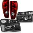 APSVE Headlights Tail Lights Compatible with 2004-2012 Chevy Colorado/GMC Canyon, 2006-2008 Isuzu I-Series Replacement Headlight Rear Brake Lamp Assembly, Black Housing Clear Corner, 6pcs