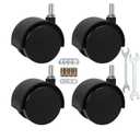 2" Stem Casters Replacement Casters Threaded Swivel Furniture Caster Wheels with Brakes 100Lbs (5/16-18-Black-No Brake)