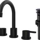 Widespread Bathroom Sink Faucet Brushed Nickel 2 Handle 8 inch Lavatory Faucet 3 Hole 360 Swivel Spout Vanity Sink Basin Faucets with Pop Up Drain Assembly (Matte Black)