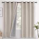 YoungsTex Oatmeal Linen Blackout Curtains 72 Inch Length for Bedroom, Full Room Darkening Drapes for Living Room Office Thermal Insulated Blinds Heat Blocking with Grommet, 2 Panels, 52 X 72 Inch