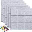 Large Cork Board Felt Board Tiles for Walls with 30 Push Pins, 11.8"x11.8" Pack of 12 Pin Board Notice Boards for Home Office Kitchen, Bulletin Board Wall Tiles for Photos Memos (Light Gray)