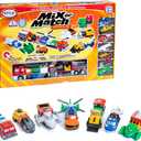 POPULAR PLAYTHINGS Magnetic Vehicles for Toddlers 1-3, Mix or Match Car Toys, 21 Piece Gift for Kids - Vehicles Orange, Standard