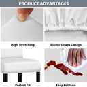 Lebaley Waterproof PU Leather Bar Stool Covers Set of 4 Stretch Counter Height Bar Stool Slipcovers with Back, Easy Clean Faux Leather Chair Covers for Kitchen Island, Home Bar & Pub (White)