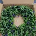 VINCONLIDY 20'' Boxwood Wreath for Front Door - Artificial Spring Wreath with Purple Lavender, Outdoor Greenery Wreath for Farmhouse St Patricks Day Porch Door Decor