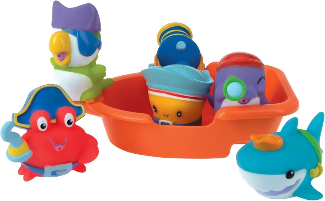 Nuby Pirate Pals Bath Toy Set - Interactive Bath Time Toys - 18+ Months