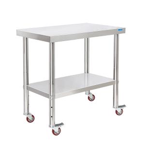 KUARBARR Stainless Steel Table with Wheels 30 x 18 Inch NSF Commercial Stainless Steel Metal Prep Table for Restaurant Kitchen Garage, 18"x30"