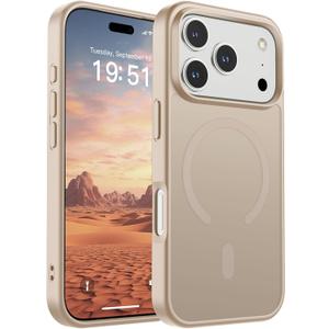 SUPFINE Magnetic for iPhone 17 Pro Case (Compatible with MagSafe)(Military Grade Drop Protection) Translucent Matte Shockproof with Anti-Fingerprint Phone Cover, Desert Gold