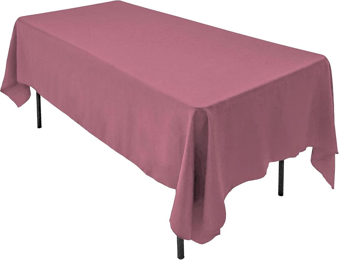 AK TRADING CO. 60 x 102-Inch Rectangular Polyester Tablecloth - Made in USA - Wrinkle-Resistant, Flame Retardant, Durable Party Table Cover, Banquet Tablecloth, Wedding Table Cover - Duty Rose