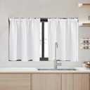 RYB HOME Small Window Curtains - Insualting Privacy Curtains for Kids Bedroom Kitchen Bathroom Basement Cafe Cabinet Tiers Drapes, 34 Width x 30 Length, 2 Panels, Pure White