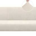 PrinceDeco Stretch Armless Futon Cover Futon Slipcover Full Queen Size Couch Cover Futon Sofa Bed Cover Furniture Protector with Elastic Bottom, Machine Washable, Biscotti Beige