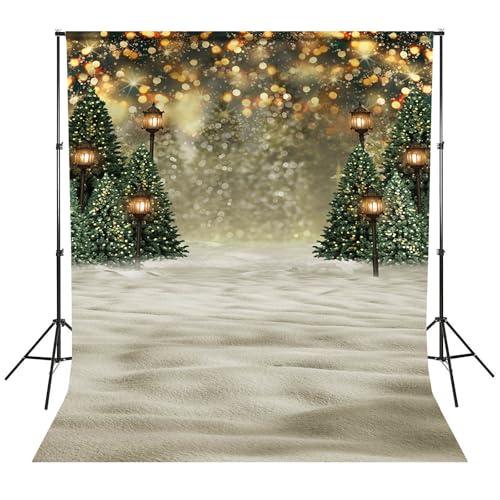 MEHOFOND Winter Wonderland Christmas Tree Backdrop, Snowy Forest Background Glitter Bokeh, Holiday Photo Booth & Newborn Kids Portrait Backdrop for Xmas Party Baby Shower Decorations 6x8ft