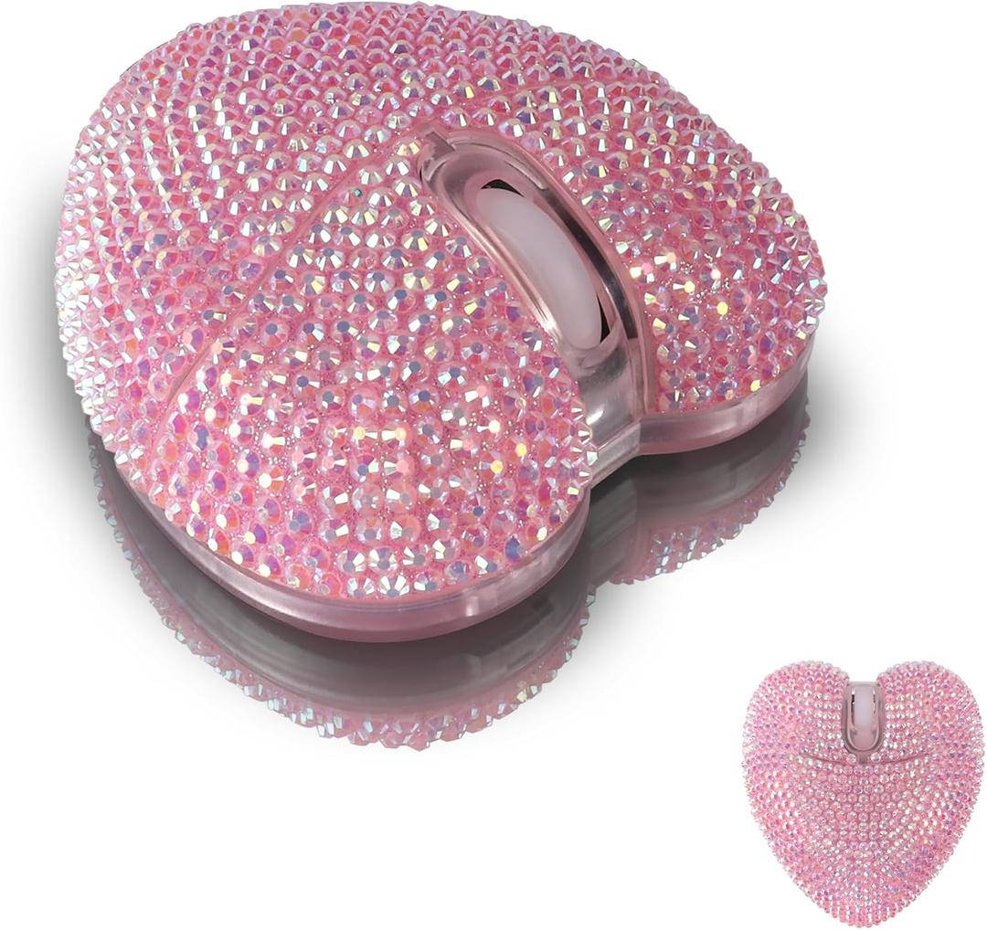 elec Space Wireless Bluetooth Mouse, Rechargeable Silent and Stylish Heart-Shaped Mouse for Laptop, PC - 10m Range (Pink)