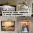 LYTARA Dimmable Cordless Picture Light with Controller and Timer, Rechargeable 5000mAh Battery Wall Sconce for Wall Pictures, Gallery Artwork, Paintings, Portraits, Dartboards (Gold)