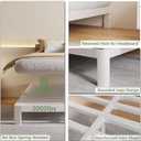 4 Inch White Low Bed Frame Queen, Metal Bed with Mattress Stoppers
