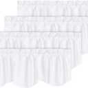 Turquoize Pure White Curtain Valance for Kitchen - 50% Blackout Rod Pocket Small Window Scalloped Valance Curtains for Living Room/Bathroom, 52" x 18" Inches, 4 Panels, White