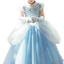 Girls Cinderella Costumes Halloween Princess Dress Up Fancy Birthday Party Ball Gown (4-5 Years, Blue 2)