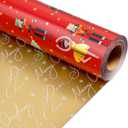 MAYPLUSS Red Christmas Wrapping Paper Roll - 17IN X 33FT - Christmas Nutcracker Gift Wrapping Paper Featuring Ballet Guitar Gold Star Reversible Gold for Kids, Holiday, New Year