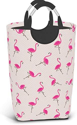 Duduho Large Laundry Basket with Handles, Tropical Pink Flamingos Laundry Hamper Toys Storage Organizer Foldable Bucket Washing Bin Dirty Clothes Bag for Home Bathroom Bedroom Dorm Flamingo