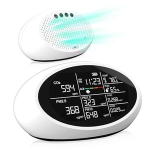18 in 1 Air Quality Monitor Indoor, Portable CO2 Detector for CO2, Temperature (°F), Humidity, VOC, PM2.5, PM1.0, PM10 & Time Display, 【Dual Chip & High Accuracy】 Air Quality Tester for Home